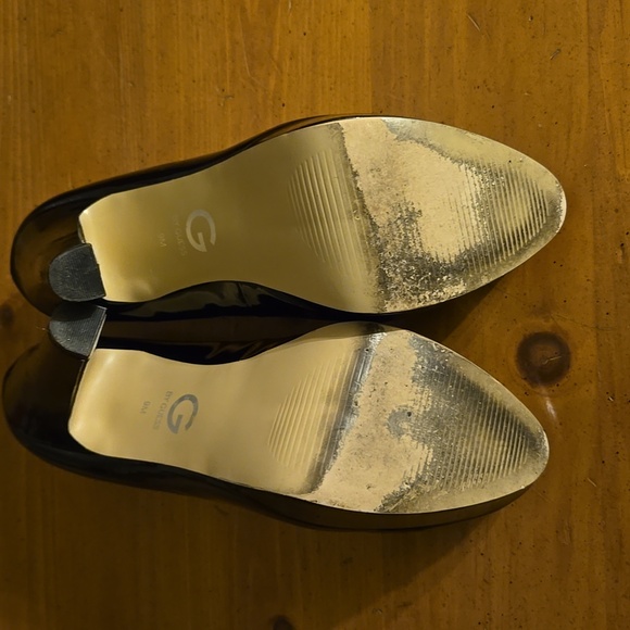 By Guess Size 9 M Women's Shiny Black High Heel Rounded Toe Slip On Pumps - Picture 6 of 11